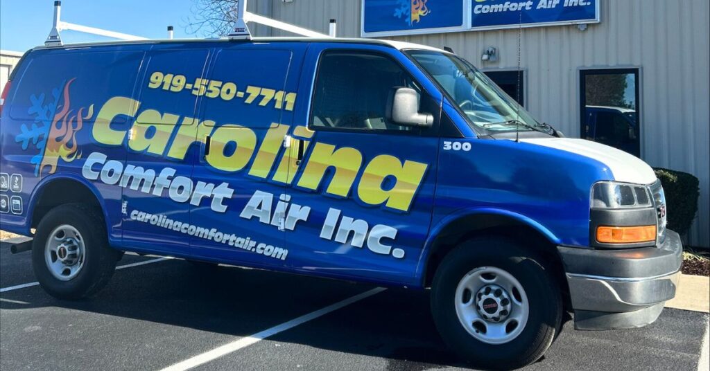 300th HVAC Van Wrap by smithfields sign in clayton